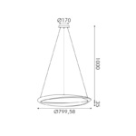 Κρεμαστό Φωτιστικό LED 42W 3300lm CCT Χρυσό Μεταλλικό Φ80 ACA – HM24LEDP80GDCCT
