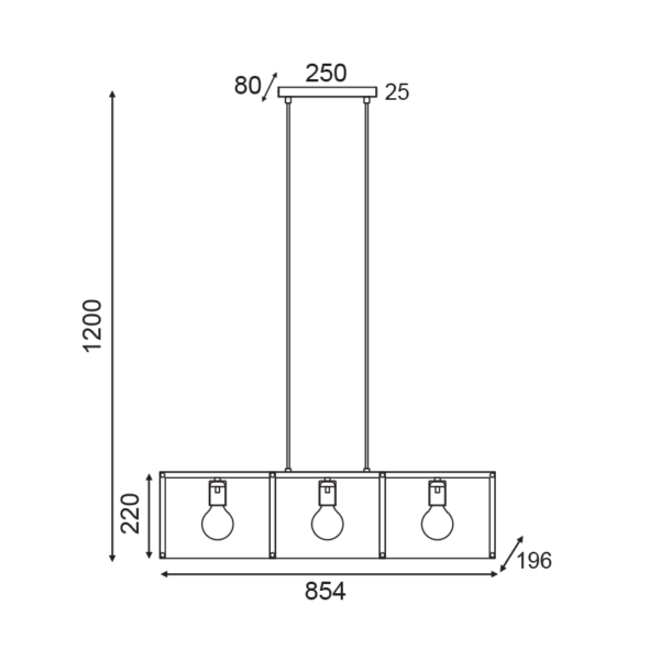 ΚΡΕΜΑΣΤΟ ΦΩΤΙΣΤΙΚΟ 3ΧΕ27 ΛΕΥΚΟ ΜΕΤΑΛΛΙΚΟ D27XH120CM MORDOR ACA DECOR – HM843P85BK