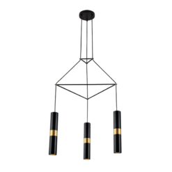 ACA DECOR   κρεμαστό φωτιστικό 3xGU10 από μέταλλο μαύρο και ορείχαλκο – HM853P56BK