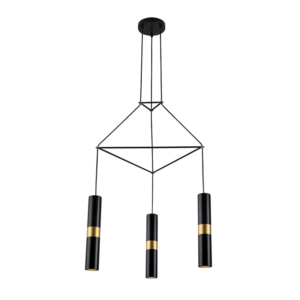 ACA DECOR   κρεμαστό φωτιστικό 3xGU10 από μέταλλο μαύρο και ορείχαλκο – HM853P56BK