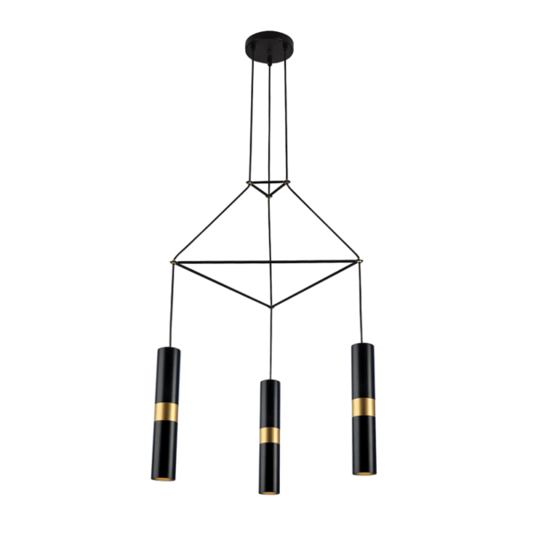 ACA DECOR   κρεμαστό φωτιστικό 3xGU10 από μέταλλο μαύρο και ορείχαλκο – HM853P56BK