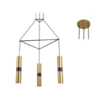 ACA DECOR   κρεμαστό φωτιστικό 3xGU10 από μέταλλο σε ορείχαλκο και μαύρο – HM853P56BR