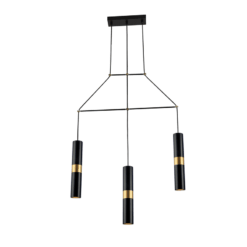 ACA DECOR   κρεμαστό φωτιστικό 3xGU10 από μέταλλο μαύρο και ορείχαλκο – HM853P66BK