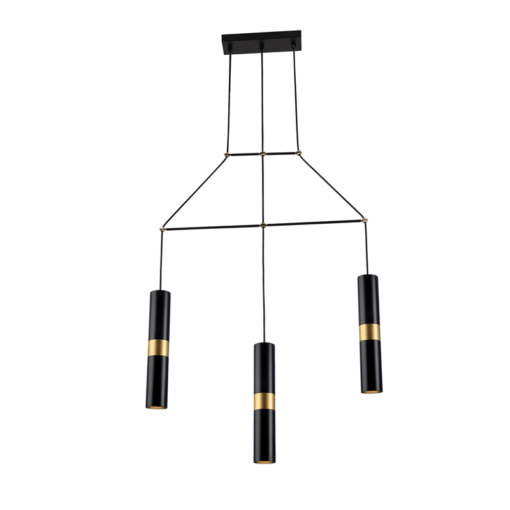 ACA DECOR   κρεμαστό φωτιστικό 3xGU10 από μέταλλο μαύρο και ορείχαλκο – HM853P66BK