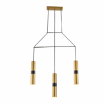 ACA DECOR   κρεμαστό φωτιστικό 3xGU10 από μέταλλο σε ορείχαλκο και μαύρο – HM853P66BR