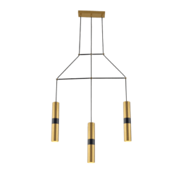 ACA DECOR   κρεμαστό φωτιστικό 3xGU10 από μέταλλο σε ορείχαλκο και μαύρο – HM853P66BR
