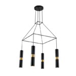 ACA DECOR   κρεμαστό φωτιστικό 4xGU10 από μέταλλο μαύρο και ορείχαλκο – HM854P56BK