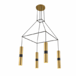 ACA DECOR   κρεμαστό φωτιστικό 4xGU10 από μέταλλο σε ορείχαλκο και μαύρο – HM854P56BR