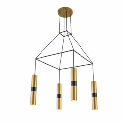 ACA DECOR   κρεμαστό φωτιστικό 4xGU10 από μέταλλο σε ορείχαλκο και μαύρο – HM854P56BR