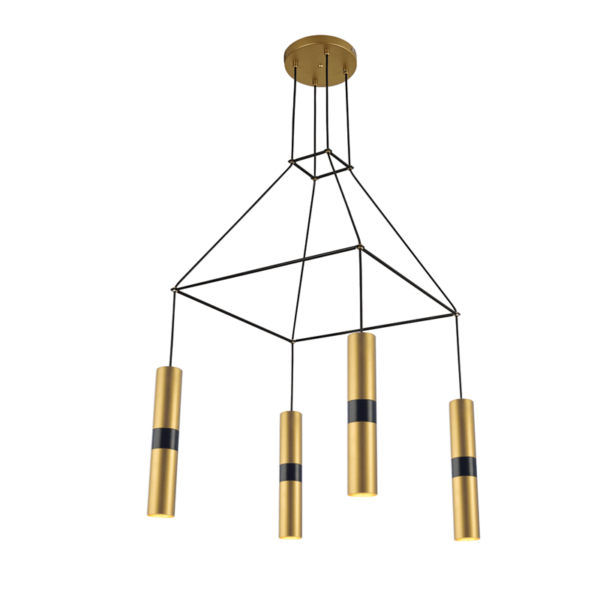 ACA DECOR   κρεμαστό φωτιστικό 4xGU10 από μέταλλο σε ορείχαλκο και μαύρο – HM854P56BR