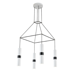 ACA DECOR   κρεμαστό φωτιστικό 4xGU10 από μέταλλο σε λευκό με μαύρο – HM854P56WH