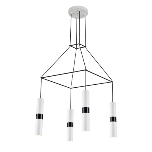 ACA DECOR   κρεμαστό φωτιστικό 4xGU10 από μέταλλο σε λευκό με μαύρο – HM854P56WH