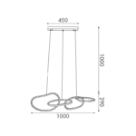 Κρεμαστό Φωτιστικό Ράγα LED 60W 4800lm CCT  με 4 Χρυσά Δαχτυλίδια ACA – HM88LEDP4GDCCT