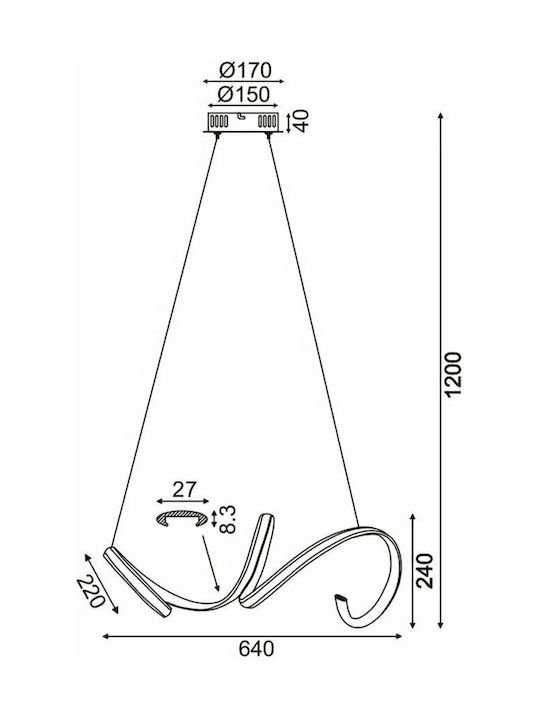 ACA DECOR   κρεμαστό φωτιστικό led 40w 2400lm 3000k σε ορείχαλκο – HM91LEDP64BR