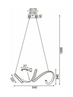 ACA DECOR   κρεμαστό φωτιστικό led 40w 2400lm 3000k σε μαύρο χρώμα – HM91LEDP64BK