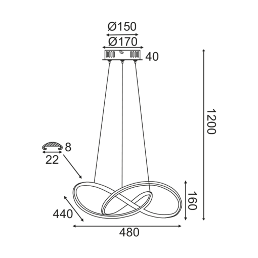 ACA DECOR   κρεμαστό φωτιστικό led 48w 2880lm 3000k σε μαύρο χρώμα – HM92LEDP48BK