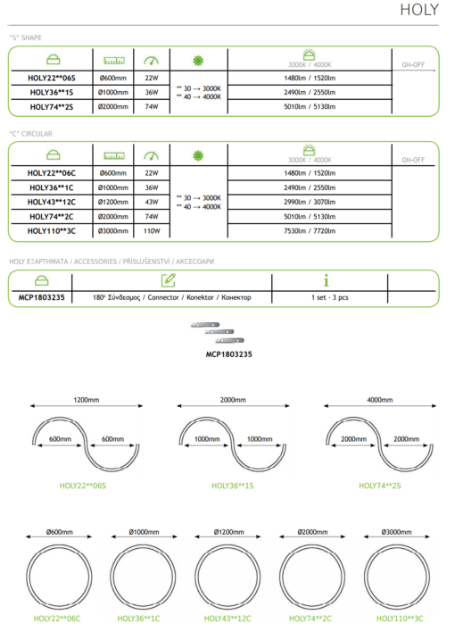 Κρεμαστό Γραμμικό Φωτιστικό σε Σχήμα Κύκλου/S/Ευθεία  HOLY ACA