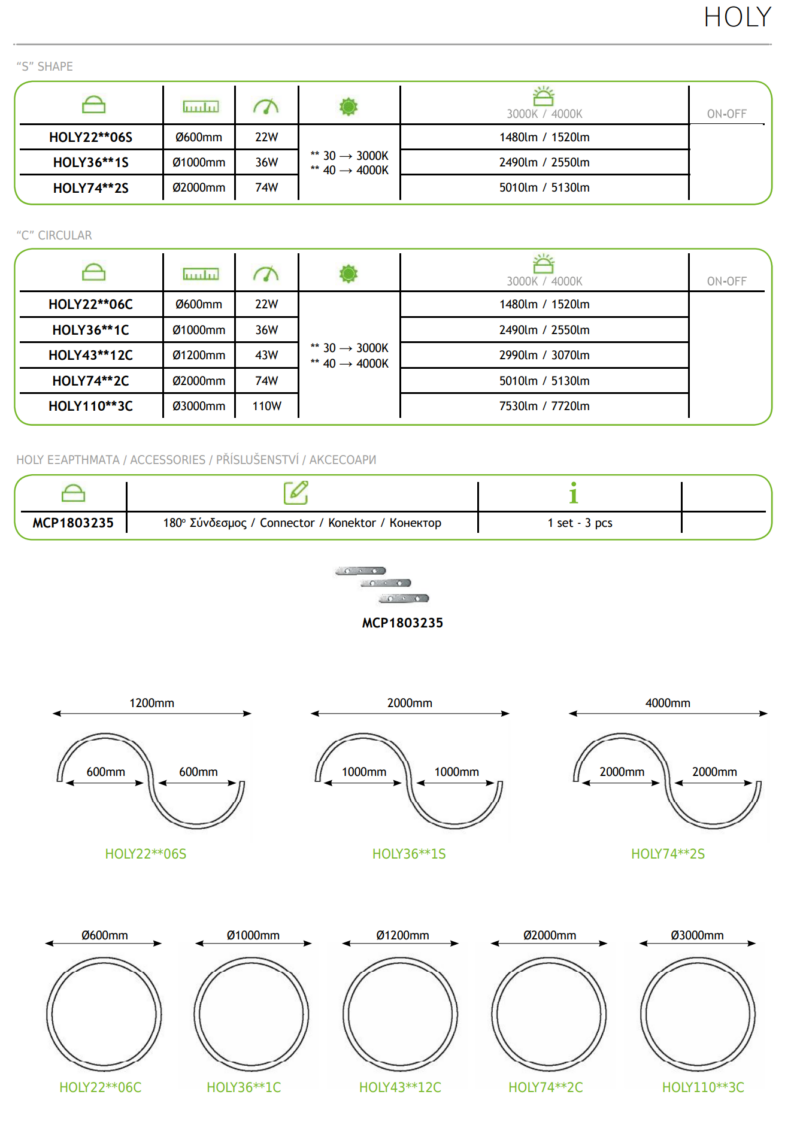 Κρεμαστό Γραμμικό Φωτιστικό σε Σχήμα Κύκλου/S/Ευθεία  HOLY ACA