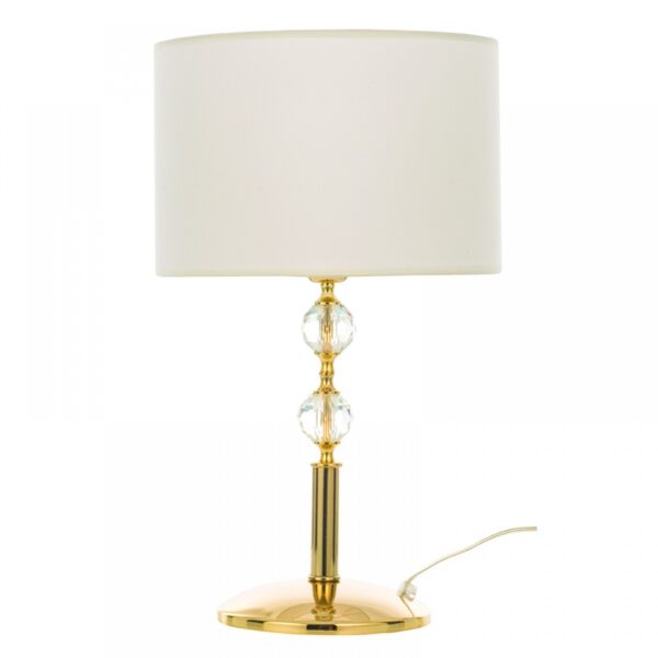 InLight Επιτραπέζιο φωτιστικό από χρυσό μέταλλο κρύσταλλο και υφασμάτινο καπέλο 1XE27 D:59cm (3422-Χρυσό)