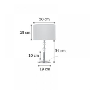 InLight Επιτραπέζιο φωτιστικό από χρώμιο μέταλλο κρύσταλλο και υφασμάτινο καπέλο (3422-Χρώμιο)