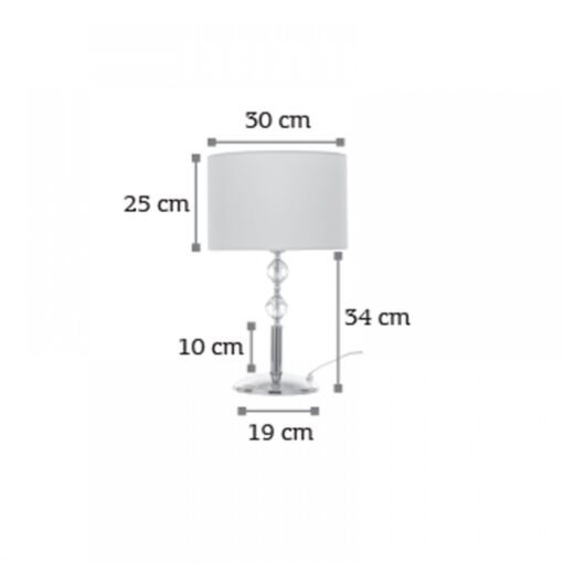 InLight Επιτραπέζιο φωτιστικό από χρώμιο μέταλλο κρύσταλλο και υφασμάτινο καπέλο (3422-Χρώμιο)