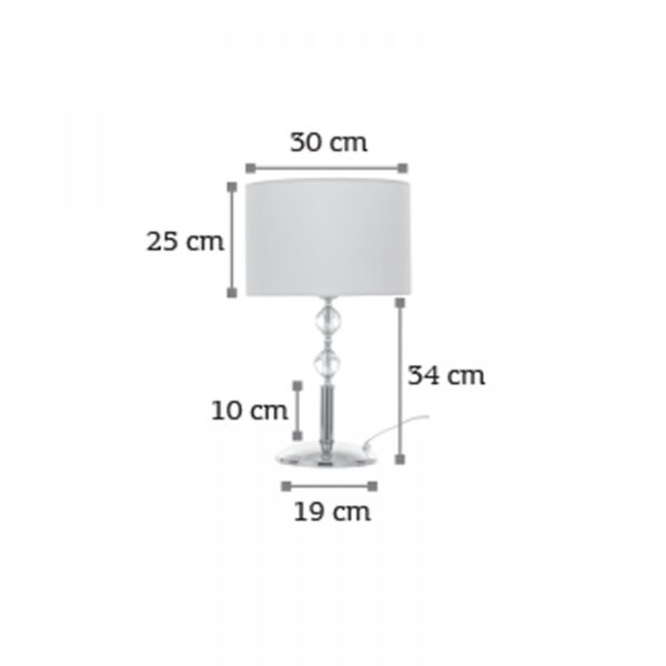 InLight Επιτραπέζιο φωτιστικό από χρώμιο μέταλλο κρύσταλλο και υφασμάτινο καπέλο (3422-Χρώμιο)