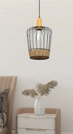InLight Κρεμαστο Φωτιστικο Μαυρο μεταλλο & Σχοινι 4025-Β