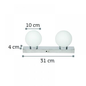 InLight Επιτοίχιο φωτιστικό από χρώμιο μέταλλο και λευκή οπαλίνα (43420-2)