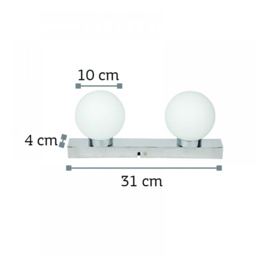 InLight Επιτοίχιο φωτιστικό από χρώμιο μέταλλο και λευκή οπαλίνα (43420-2)