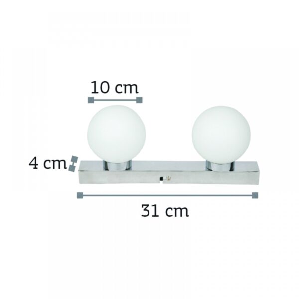 InLight Επιτοίχιο φωτιστικό από χρώμιο μέταλλο και λευκή οπαλίνα (43420-2)