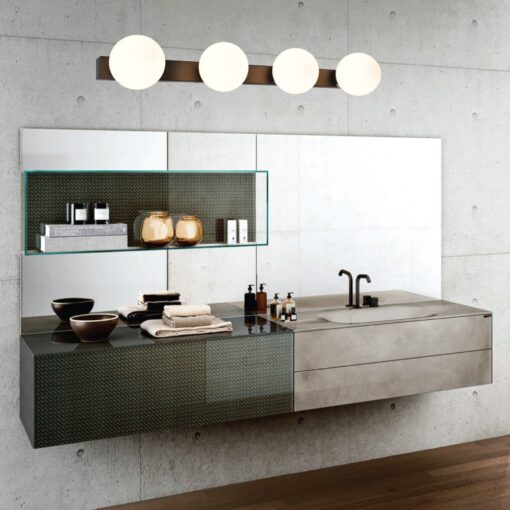 InLight Επιτοίχιο φωτιστικό από μαύρο μέταλλο και λευκή οπαλίνα (43422-4)