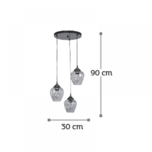 InLight Κρεμαστό φωτιστικό από μαύρο μέταλλο και φιμέ γυαλί (4474-3-BL)