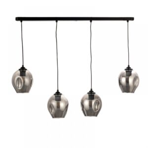 InLight Κρεμαστό φωτιστικό από μαύρο μέταλλο και φιμέ γυαλί (4474-4-BL ΡΑΓΑ)