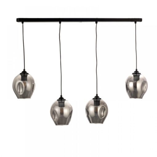 InLight Κρεμαστό φωτιστικό από μαύρο μέταλλο και φιμέ γυαλί (4474-4-BL ΡΑΓΑ)