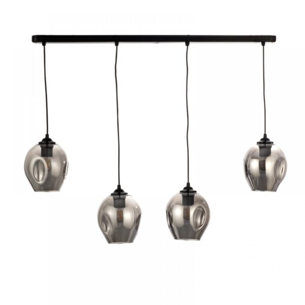 InLight Κρεμαστό φωτιστικό από μαύρο μέταλλο και φιμέ γυαλί (4474-4-BL ΡΑΓΑ)