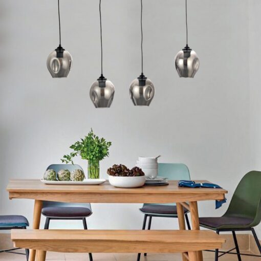 InLight Κρεμαστό φωτιστικό από νίκελ ματ μέταλλο και διάφανο γυαλί (4474-4-NM ΡΑΓΑ)