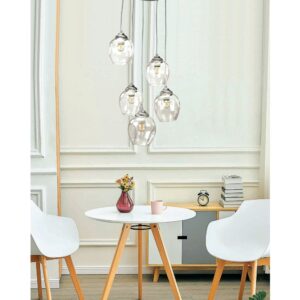 InLight Κρεμαστό φωτιστικό από μαύρο μέταλλο και φιμέ γυαλί (4474-5-BL)