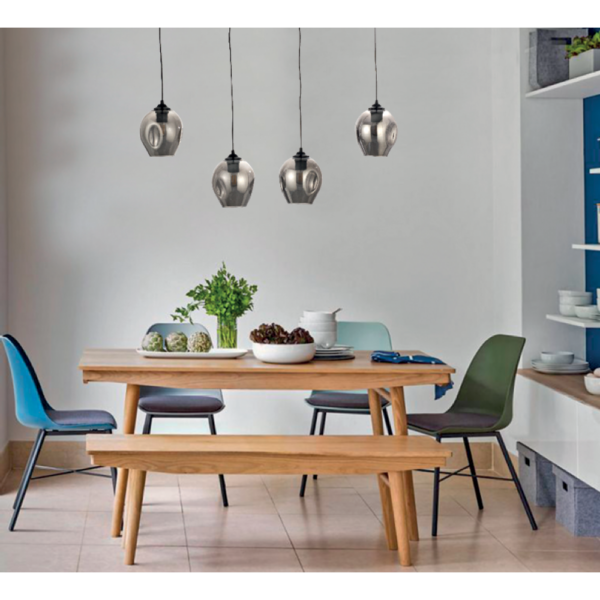 InLight Κρεμαστό φωτιστικό από μαύρο μέταλλο και φιμέ γυαλί (4474-BL)