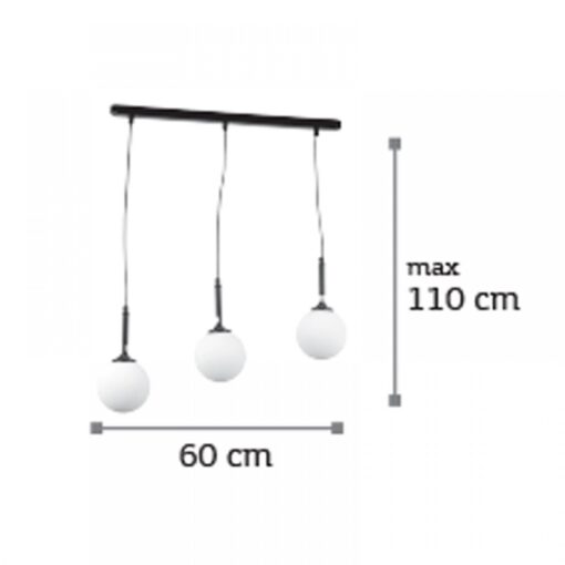 InLight Κρεμαστό φωτιστικό από μαύρο μέταλλο και λευκή οπαλίνα (4514-3 ΡΑΓΑ)