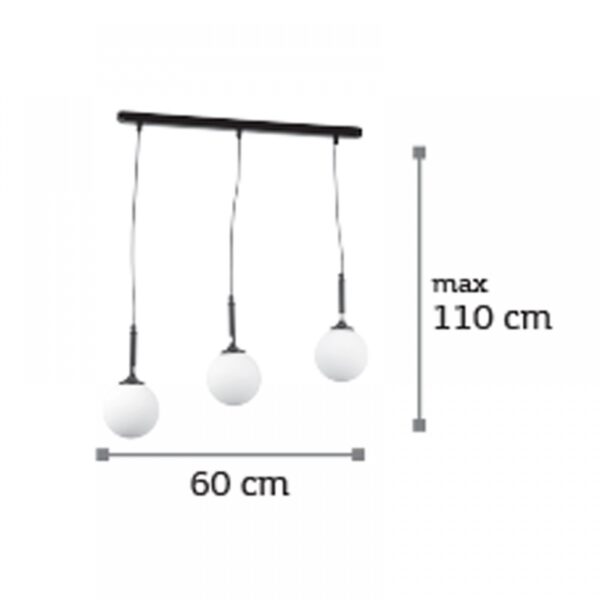 InLight Κρεμαστό φωτιστικό από μαύρο μέταλλο και λευκή οπαλίνα (4514-3 ΡΑΓΑ)