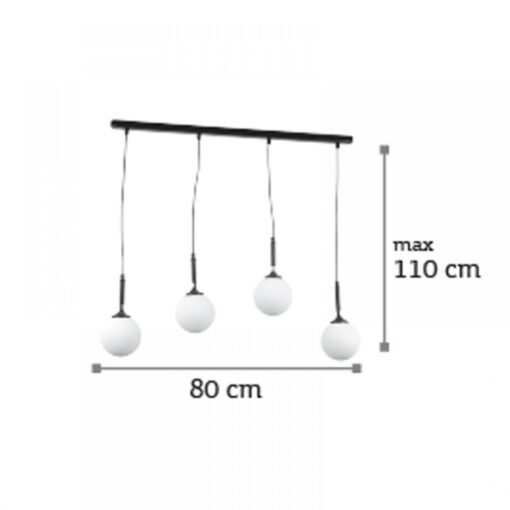 InLight Κρεμαστό φωτιστικό από μαύρο μέταλλο και λευκή οπαλίνα (4514-4 ΡΑΓΑ)