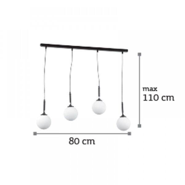 InLight Κρεμαστό φωτιστικό από μαύρο μέταλλο και λευκή οπαλίνα (4514-4 ΡΑΓΑ)