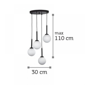 InLight Κρεμαστό φωτιστικό από μαύρο μέταλλο και λευκή οπαλίνα (4514-4 ΡΟΖΕΤΑ)