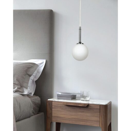 InLight Κρεμαστό φωτιστικό από χρώμιο μέταλλο και λευκή οπαλίνα (4515-1)