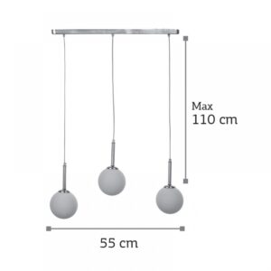 InLight Κρεμαστό φωτιστικό από χρώμιο μέταλλο και λευκή οπαλίνα (4515-3 ΡΑΓΑ)
