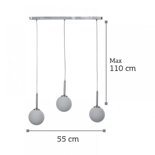 InLight Κρεμαστό φωτιστικό από χρώμιο μέταλλο και λευκή οπαλίνα (4515-3 ΡΑΓΑ)