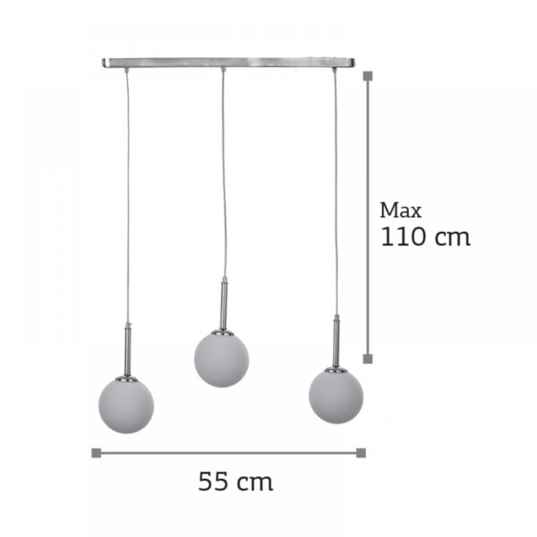 InLight Κρεμαστό φωτιστικό από χρώμιο μέταλλο και λευκή οπαλίνα (4515-3 ΡΑΓΑ)