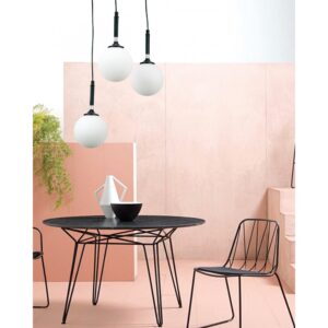 InLight Κρεμαστό φωτιστικό από χρώμιο μέταλλο και λευκή οπαλίνα (4515-3 ΡΟΖΕΤΑ)