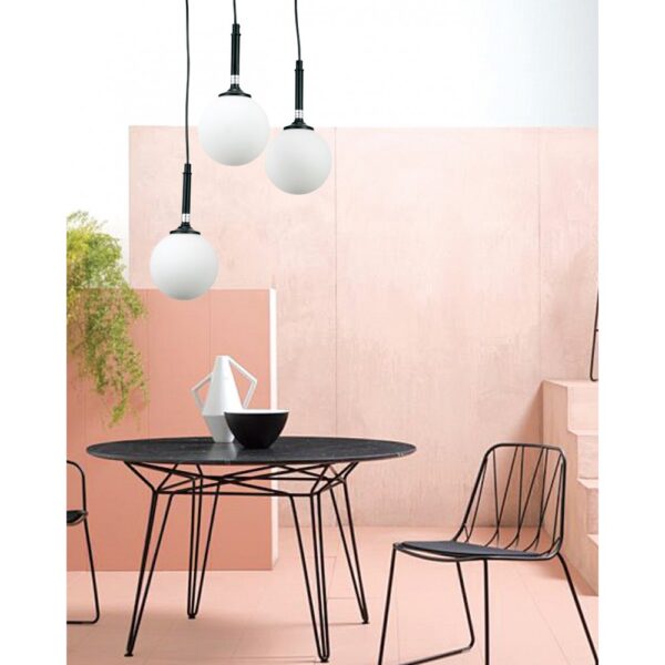 InLight Κρεμαστό φωτιστικό από χρώμιο μέταλλο και λευκή οπαλίνα (4515-3 ΡΟΖΕΤΑ)