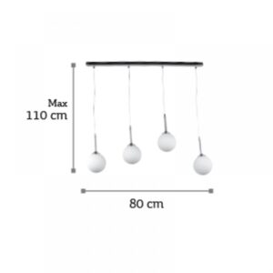 InLight Κρεμαστό φωτιστικό από χρώμιο μέταλλο και λευκή οπαλίνα (4515-4 ΡΑΓΑ)